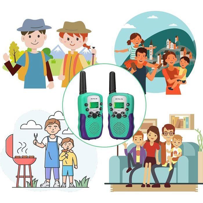 Retevis RA618 Talkie Walkie Enfants, Cadeaux Jouets pour 3-12 Ans, 8 Canaux VOX Lampe de Poche, Cadeaux de Pâques pour