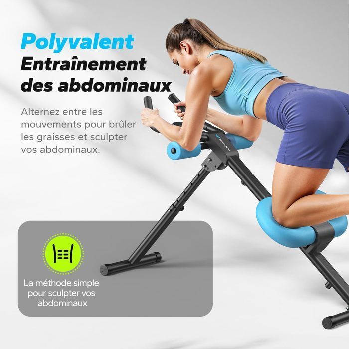 Attrezzo per addominali e glutei MERACH, 5 livelli di inclinazione, schermo LCD, portata massima 200 kg, cuscino a forma di U, maniglie antiscivolo, colore nero.