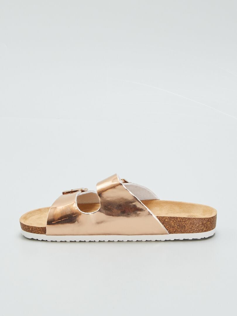 Muiltjes met metalen gespen - BEIGE