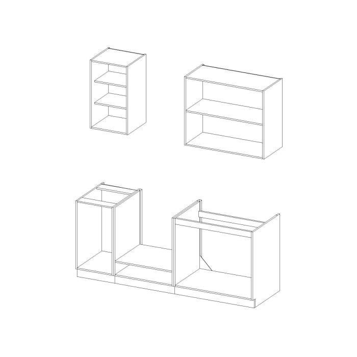 LASSEN Cuisine complète L 180 cm avec meuble four et plans de travail - 6 éléments - Gris Matera