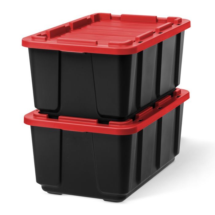 Caixa organizadora de plástico Iris Ohyama com tampa resistente, 100L, conjunto com 2 unidades, preta, UTB-27