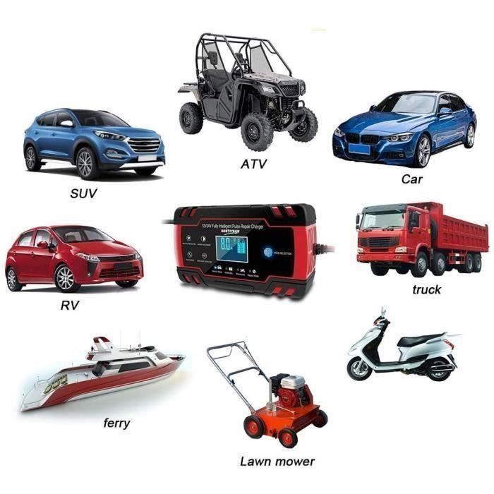 Cargador de batería para coche con pantalla táctil inteligente 3T6B, 12V/4A, 24V, pantalla LCD con múltiples protecciones.