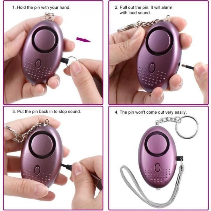 XT06629-Alarme Personnelle Porte-clés 140DB Police Approuvé Mini Loud Defense, pour des Femmes, Enfants, Filles, Paquet de 2, Po