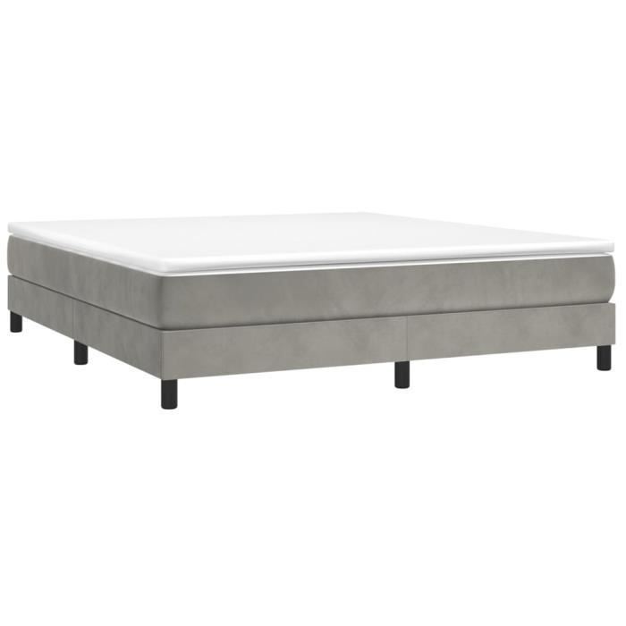 Base letto a molle - GAROSA - GAROSA7421772402862 - Velluto grigio chiaro - 180x200 cm - 2 posti