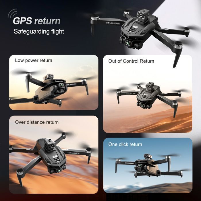 V168 Max-Screen GPS Drone 8K Professional HD Camera 5G WIFI FPV 360° Quadcopter RC Large Screen Brushless to Avoid
