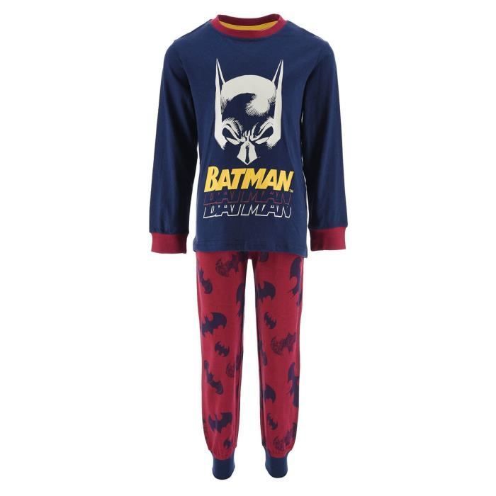 Pijama comprido de algodão do Batman para meninos - DC COMICS - VH2134 - Azul marinho - Infantil
