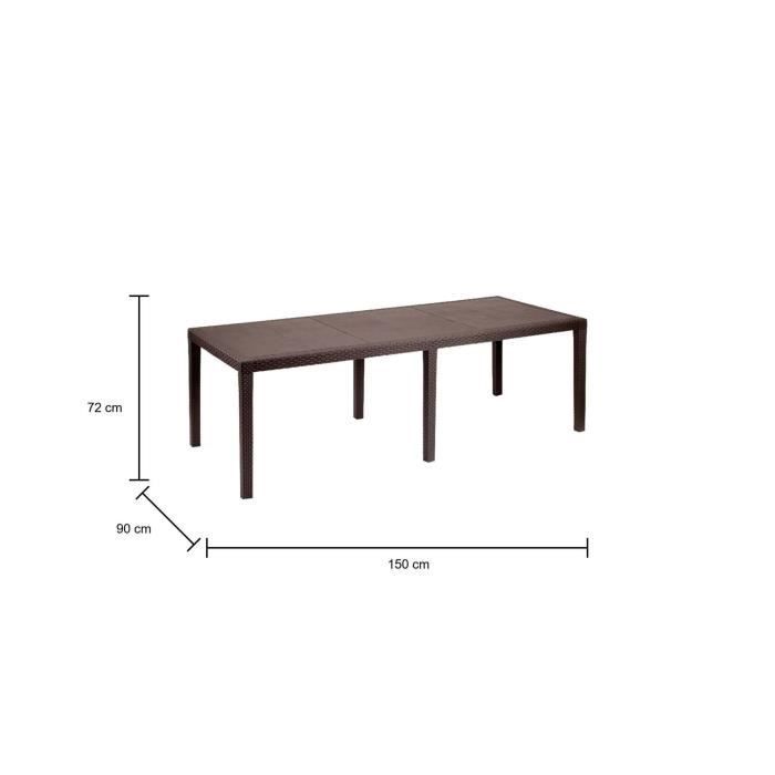 Mesa de exterior - DMORA - Roma - Efecto ratán - Extensible - Marrón
