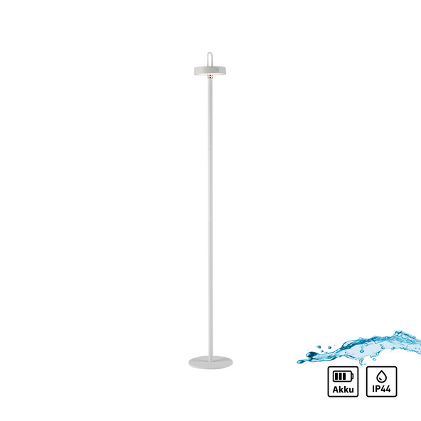 Moda LED-paristokäyttöinen lattiavalaisin magneettipäällä, valkoinen
