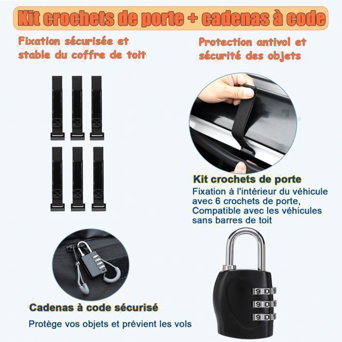 Sac de Toit Voiture - 700L/25 Pieds Cubes - Coffre de Toit Souple Imperméable pour Tous Véhicules avec/sans Barres de Toit -Cadenas