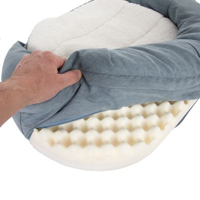 Cuccia ovale per cani in memory foam - Grigia