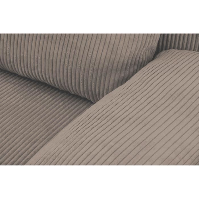 Canapé d'angle gauche convertible - 3 places - MIKA - Tissu velours côtelé taupe - Coffre de rangement - 192 x 84 x 93 cm