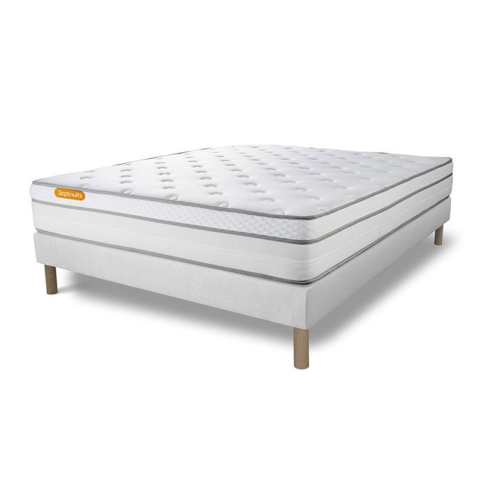 Matelas + sommier 140x200 Memo Luxe Ressorts ensachés + mémoire de forme 5 zones de confort MAXI épaisseur