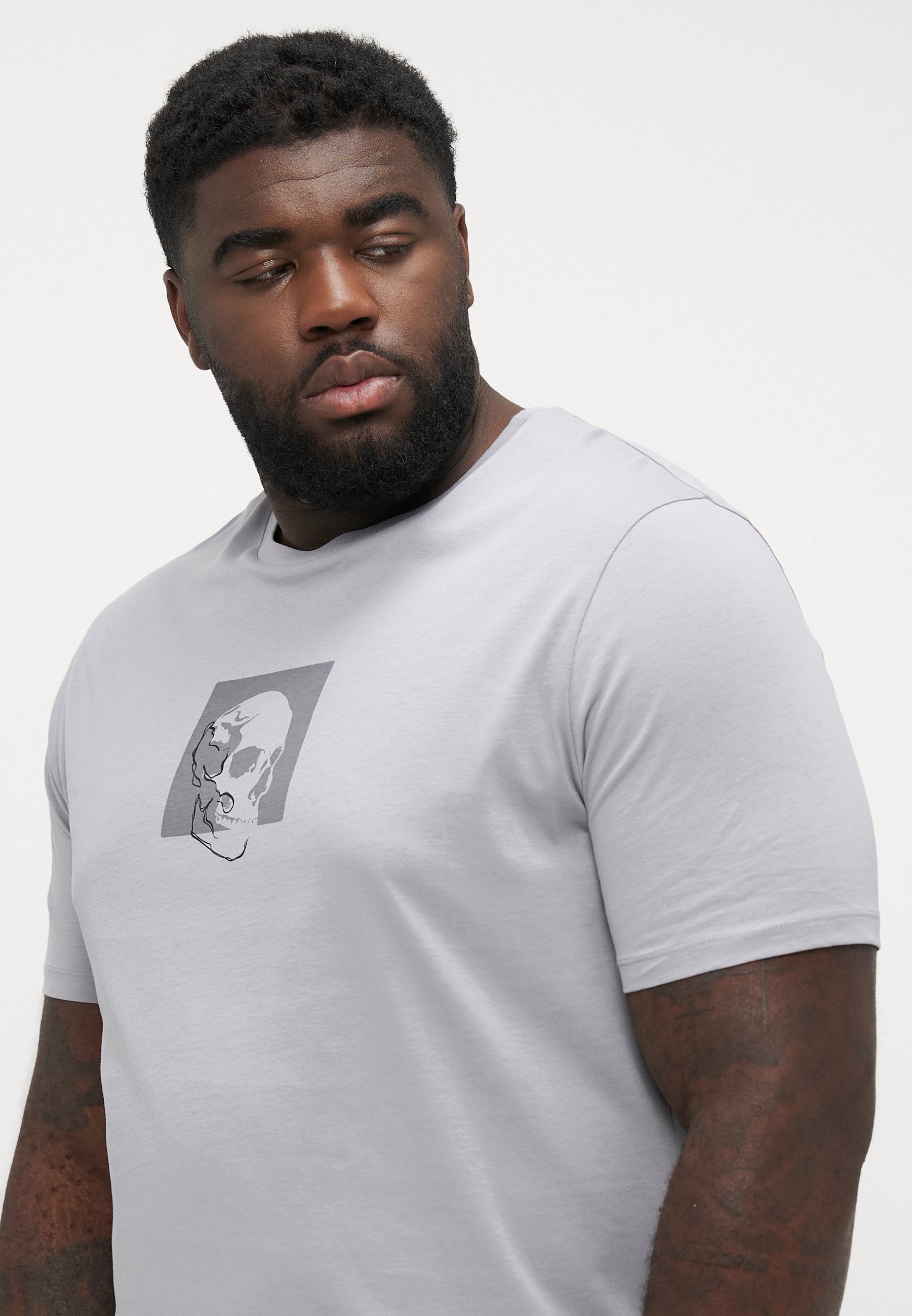 Jack & Jones JJSKULLY T-shirt met ronde hals, 3 stuks - T-shirt met print - Ultimate grijs/zwart/wit