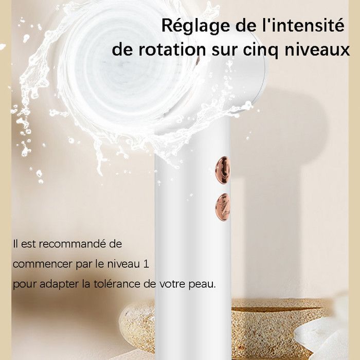 Electric facial cleansing brush - ULISEM - Waterproof - 5 speeds - Replaceable heads - Massage - Compact