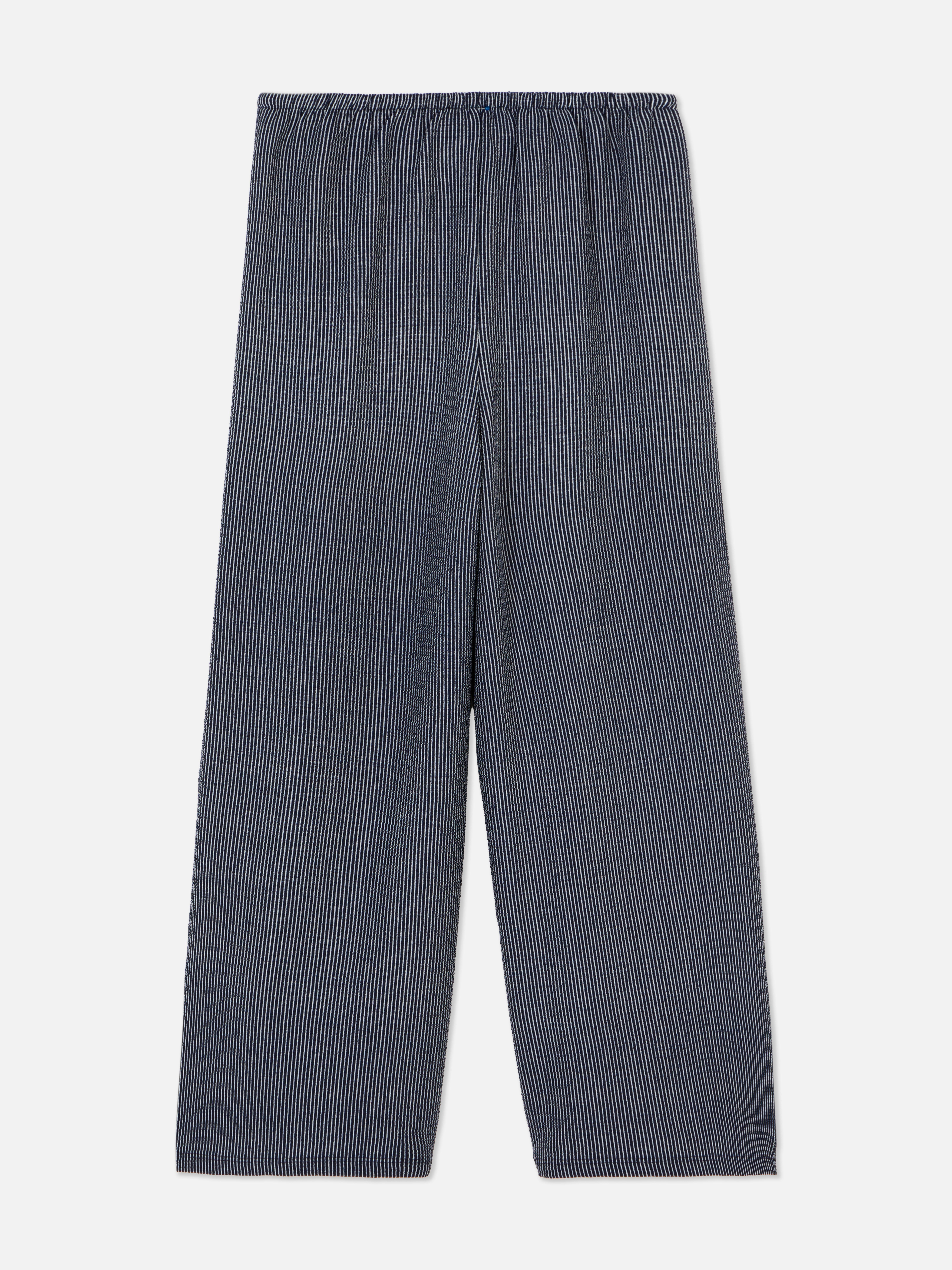 Gestreepte jersey broek Deze broek heeft relaxte wijde pijpen en een tailleband met trekkoord