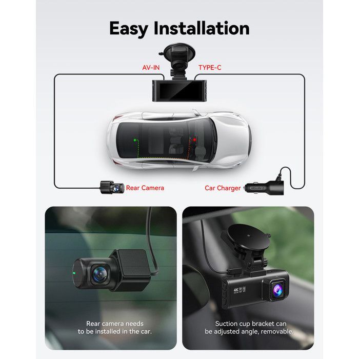 Cámara de salpicadero REDTIGER F7NP 4K delantera y trasera de 128 GB – GPS, WiFi de 5,8 GHz, sensor STARVIS 2, visión nocturna, modo de estacionamiento de 24 horas