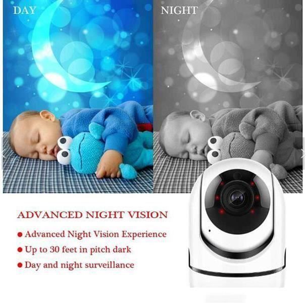 Babyphone vidéo bébé,Wi-Fi caméra Moniteur Bébé,1080P,avec détecteur de mouvement automatique à vision de nuit