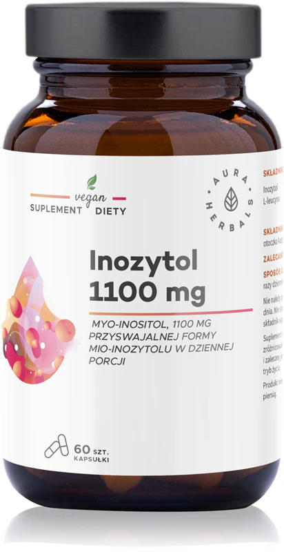 Cápsulas de suplemento alimentar Aura Herbals Inositol 1100 mg para atividade hormonal saudável