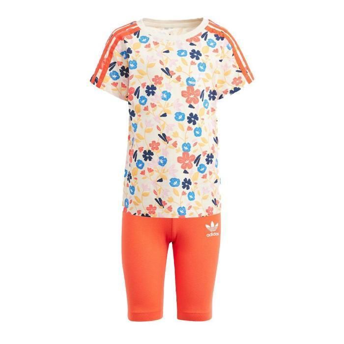 Conjunto de chándal naranja Adidas para niña - Camiseta corta Talla S