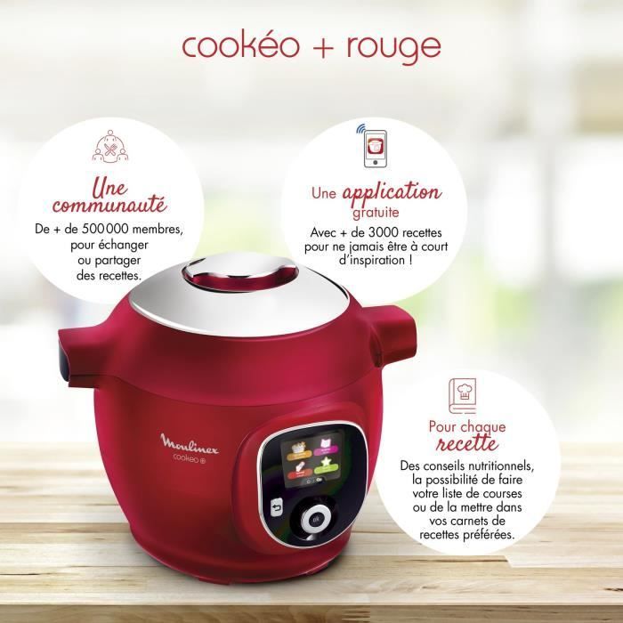 MOULINEX CE85B510 COOKEO+ Smart Multicooker 6L - 180 voorgeprogrammeerde recepten - 1600W - 6 kookstanden - Rood