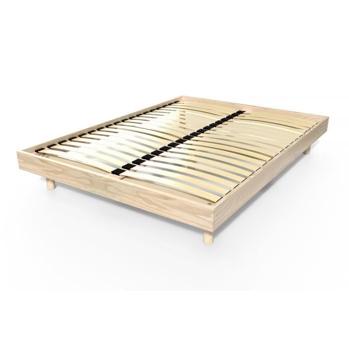 Noé wooden slatted bed base ABC MEUBLES - 2-seater - 160x200 cm - Natural varnish