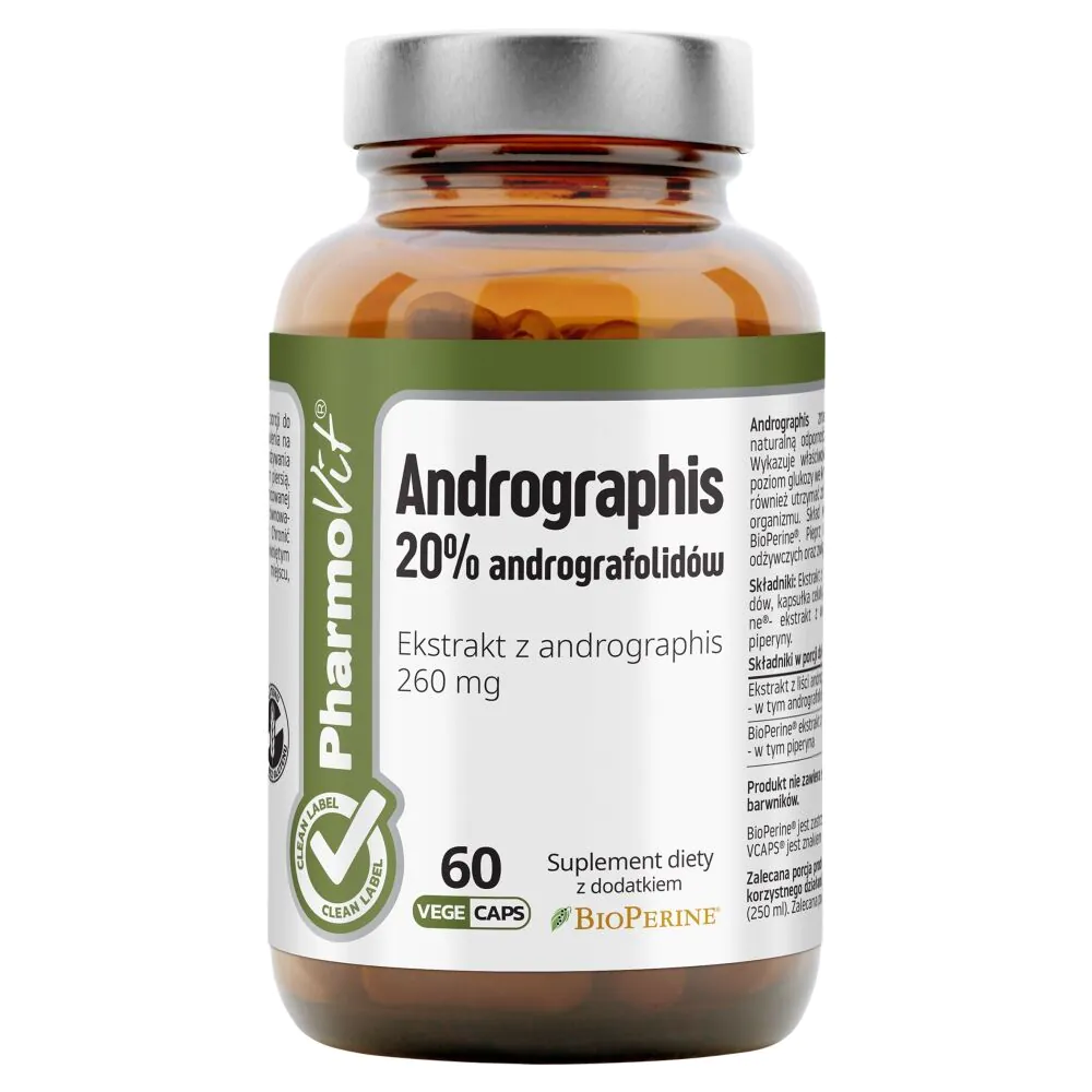 PharmoVit Clean Label Andrographis Ekstrakt z liści andrographis 260 mg Kapsułki