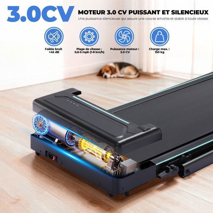 Cinta de correr plegable con pantalla LED y mando a distancia, reposabrazos ajustables, motor de 2,5 CV para fitness en casa - Verde