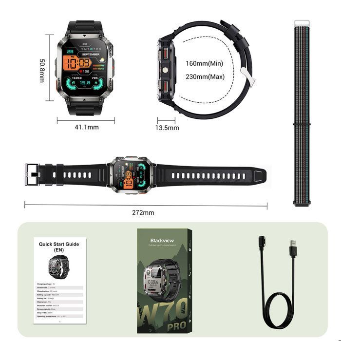 Blackview Montre Connectée Homme 900mAh Appel Bleutooth 2.01