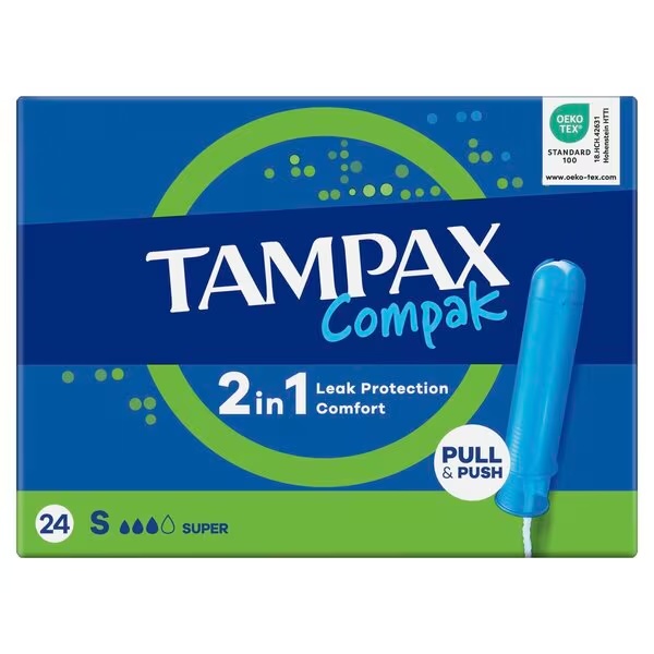 Tampóny Tampax Compak Super s aplikátorom<br>24 kusov