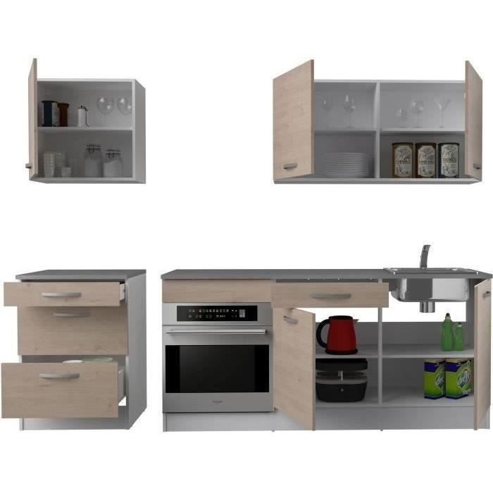 Cuisine complète OSLO - L 240cm  - Chêne - Plan de travail inclus