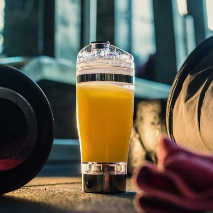 Shaker à protéines électrique - 450 ml - Rechargeable - Polypropylène - Acier inoxydable