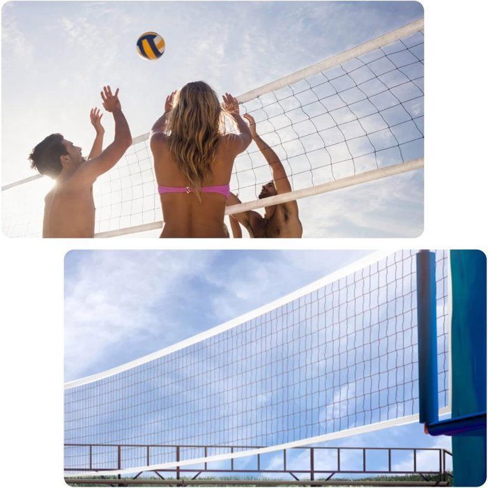 Red de voleibol deportivo - Red de repuesto - Tamaño estándar (9,5 m x 1 m) - Con alambre de acero - Paneles laterales reforzados
