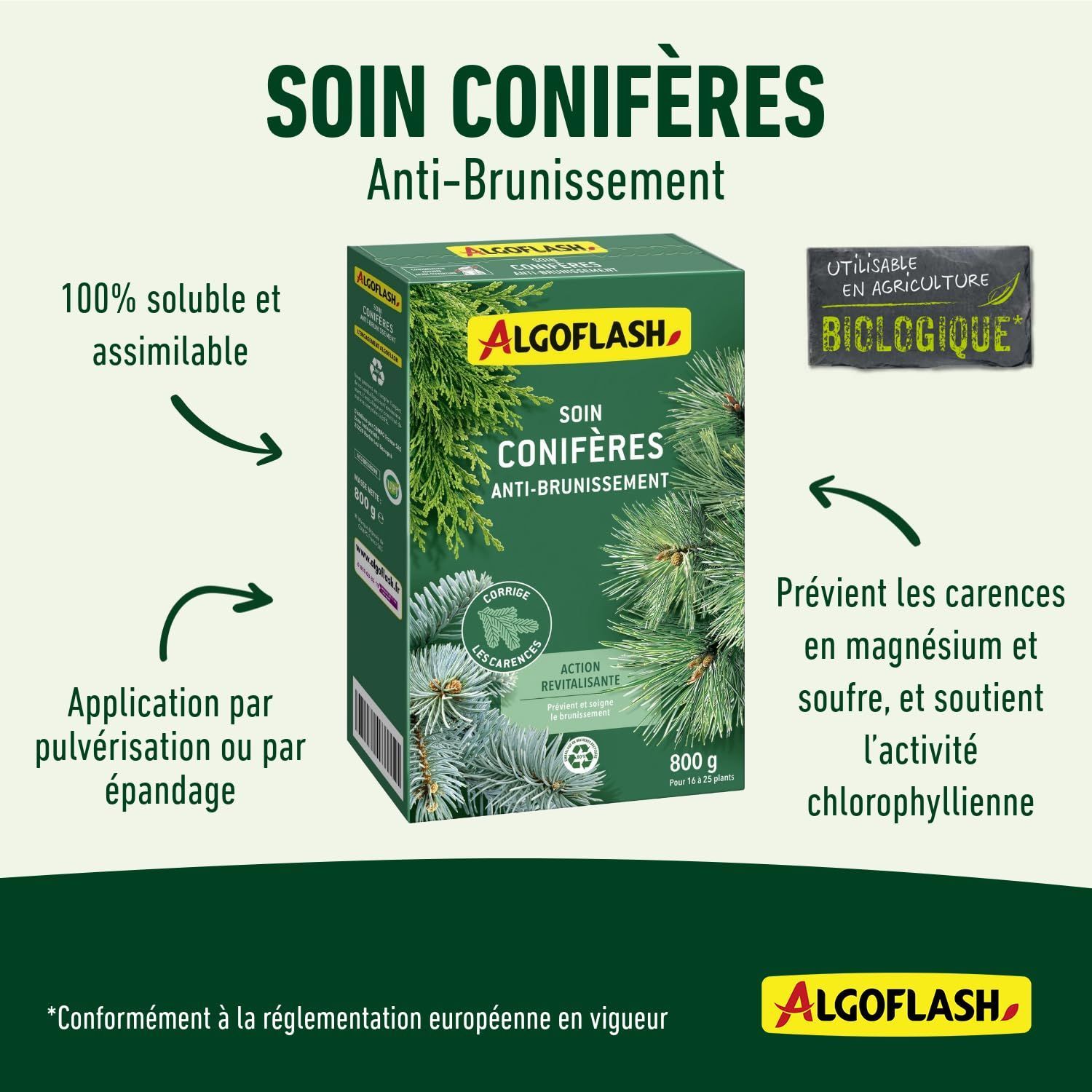 ALGOFLASH Cuidado de Coníferas - Anti-marchitamiento - 800 g