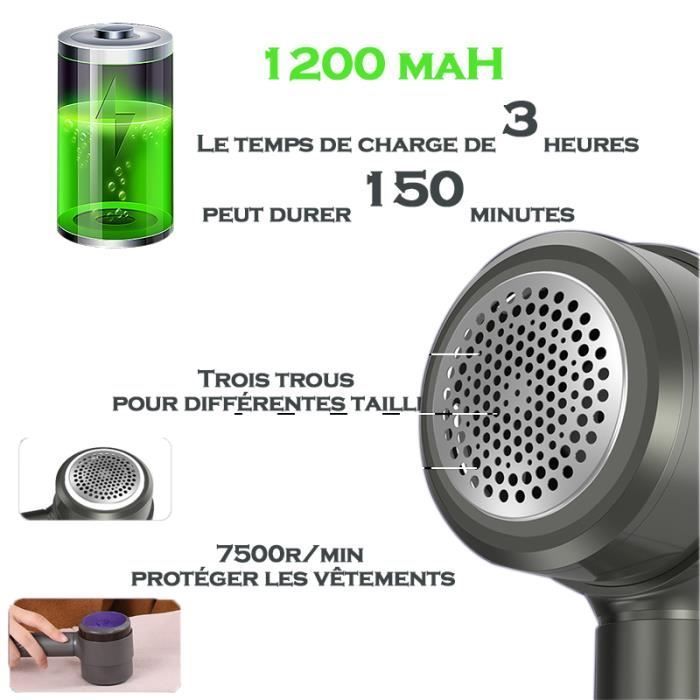 Rasoir Anti Bouloche Électrique,Depelucheur pour Manteau Tissé Pull Tapis,Rasoir de Peluches Puissant Portable USB-Argent Rouge