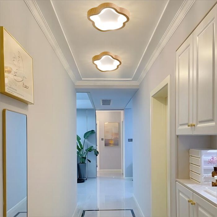 Lámpara de techo LED moderna WOTTES Natural - Lámpara de techo con forma de flor de luz blanca fría de 14 W para pasillo, baño, 2 unidades de diámetro