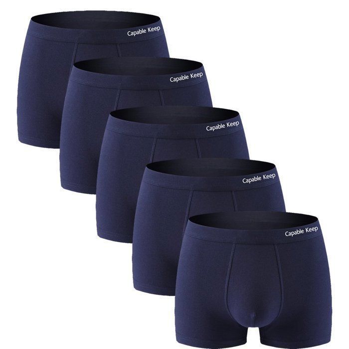 Paquete de 5 calzoncillos bóxer de algodón para hombre, lisos, naturales e hipoalergénicos XD1094 Azul