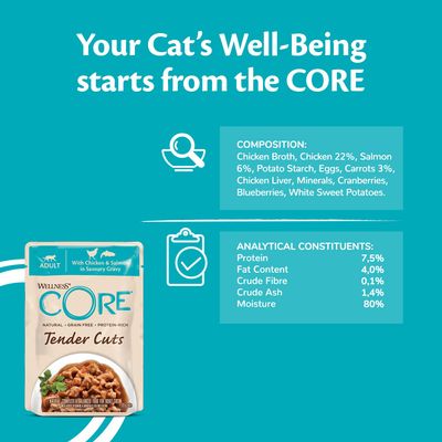 Aliment humide pour chats adultes Wellness Core Tender Cuts