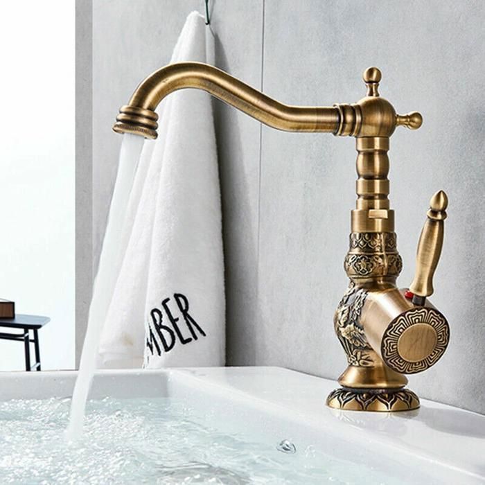 Retro Bathroom Sink Faucet with 360° Swivel Spout, High-Arc Mixer Tap, Brass Bathroom and Kitchen Sink Mixer Tap