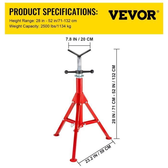 Soporte para tuberías - VEVOR - Soporte para tuberías de 4500 lbs con cabezal en V para tuberías