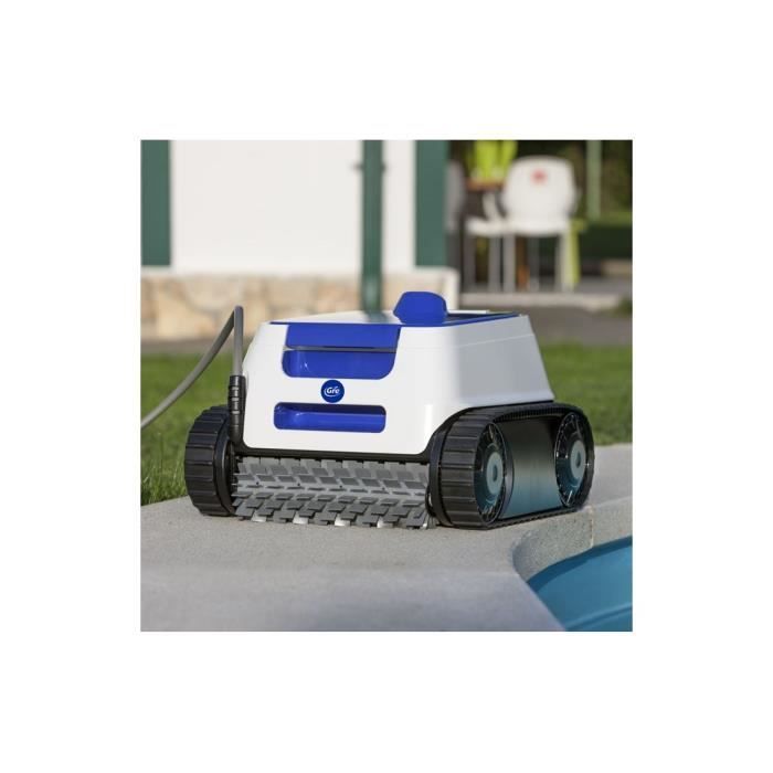 GRE - Robot limpiador de piscinas ER230 - Limpia el fondo, las paredes y la línea de flotación - Para piscinas enterradas o elevadas de paredes rígidas de hasta 9x4 m - 2 horas de duración de la batería