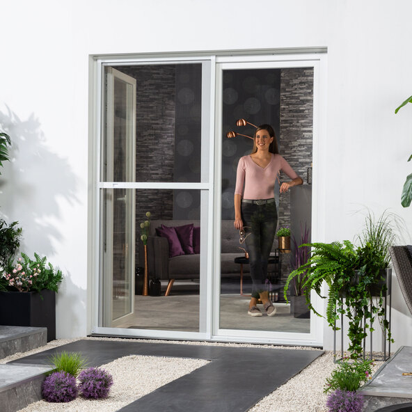Insect screen aluminum sliding door Comfort 120 x 240 cm, white