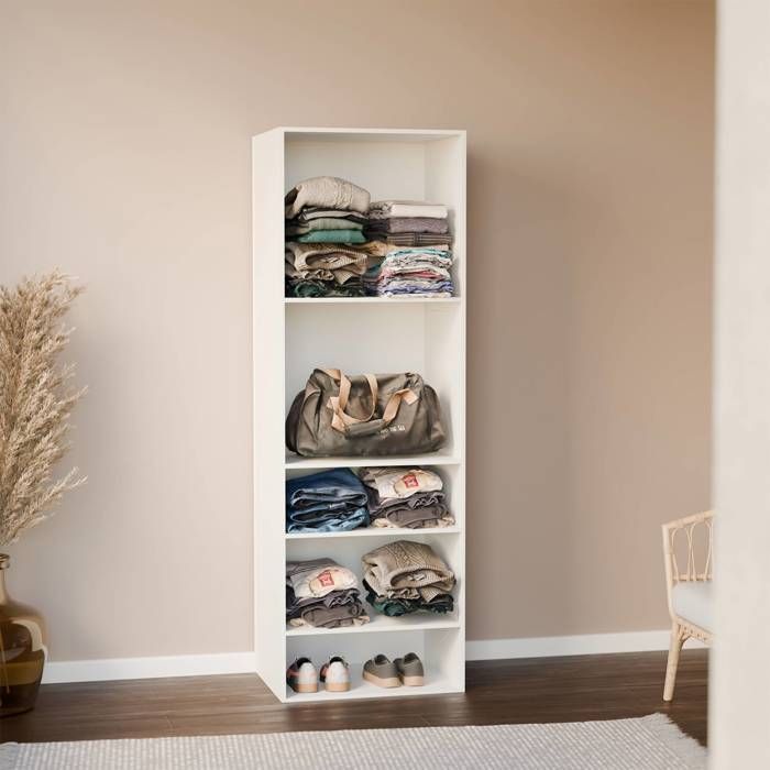Module dressing avec 5 étagères. blanc. panneaux stratifiés