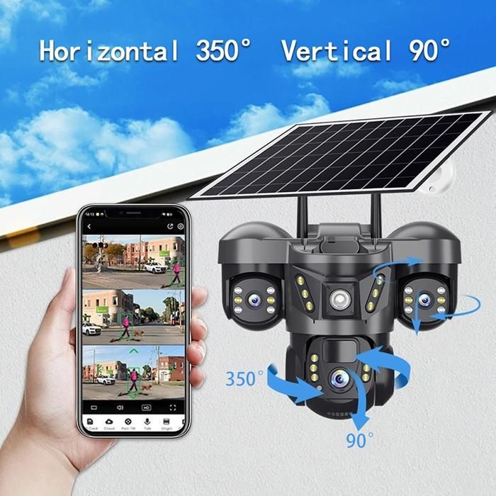 Cámara solar - ANTCOOL - 3 lentes - 1080P - Visión nocturna - Detección de movimiento