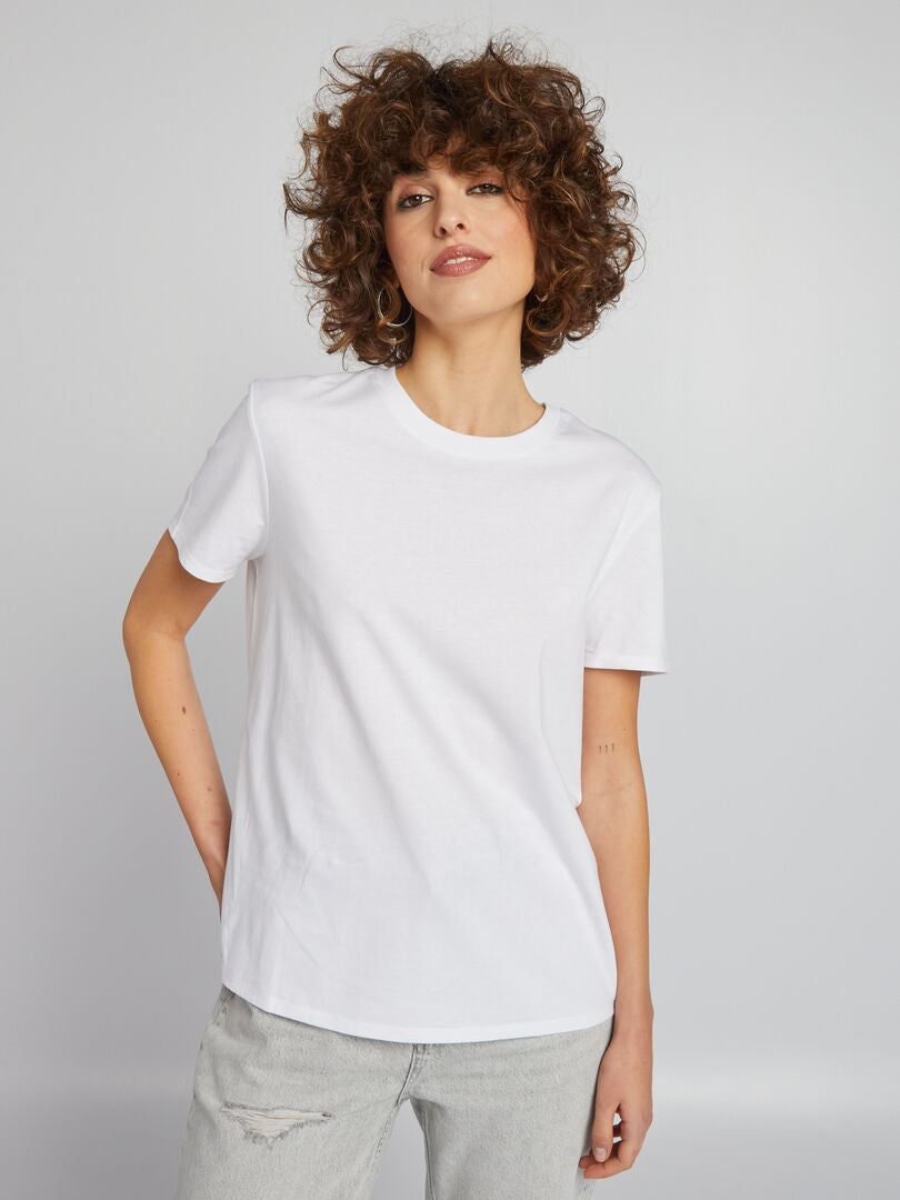 Camiseta lisa de malha - branca