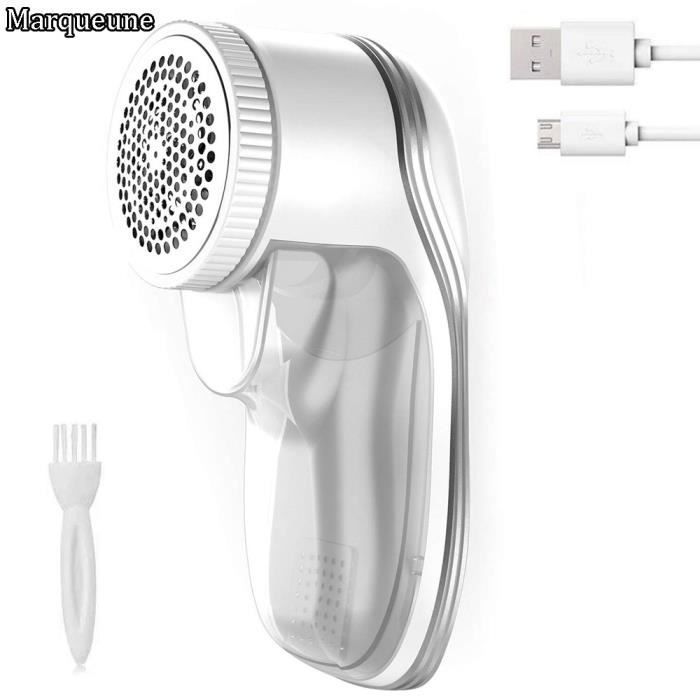 Rasoir Anti-Bouloche MARQUEUNE,Anti-Peluche Électrique,Tondeuse à Textile de USB Rechargeable Portable(blanc)