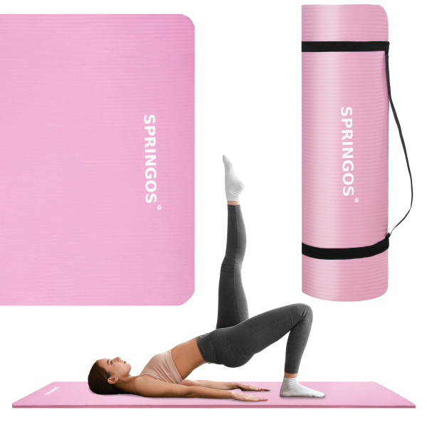 Uniwersalna mata do ćwiczeń fitness joga pilates 183 cm róż