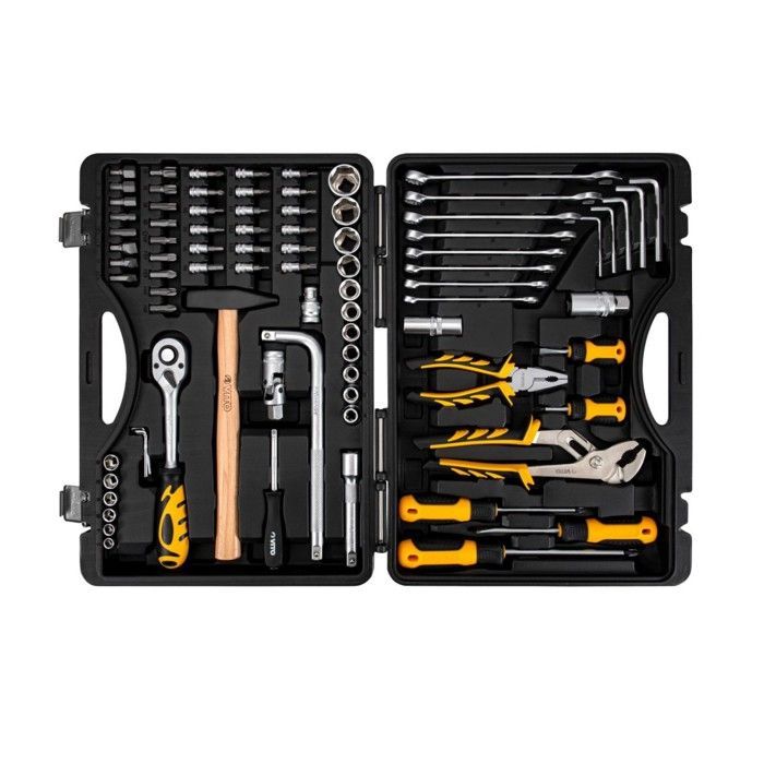 Boite à outils complète 84 pièces Chrome vanadium - Caisse à outils avec douilles et accessoires VITO