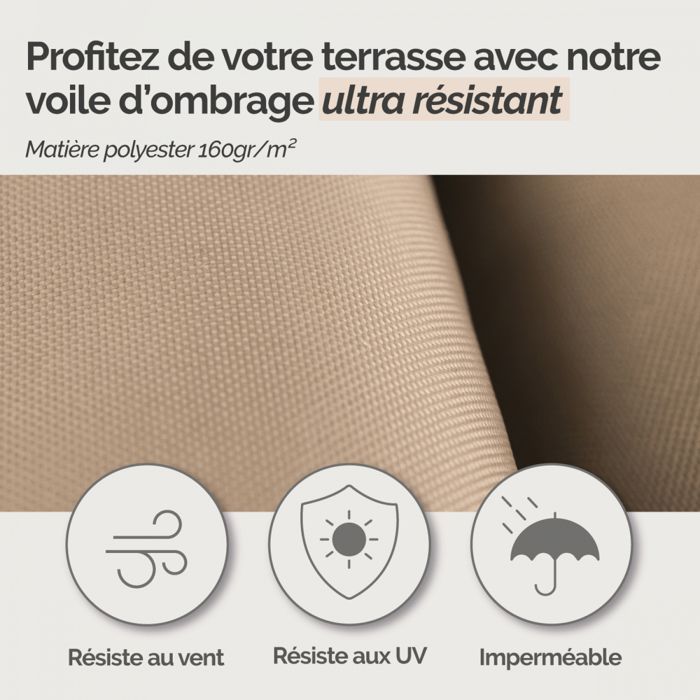 Toldo rectangular impermeable y resistente a los rayos UV - 3 x 4 m - Color topo - Linxor
