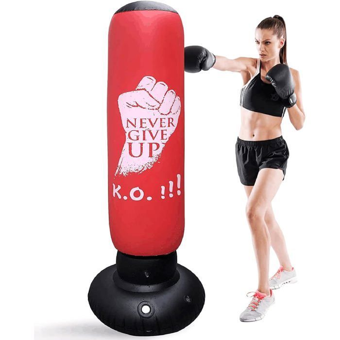 160cm Inflatable Boxing Bag on Stand - Freestanding Punching Ball for Fitness and Training - For Children and Adults [A4]