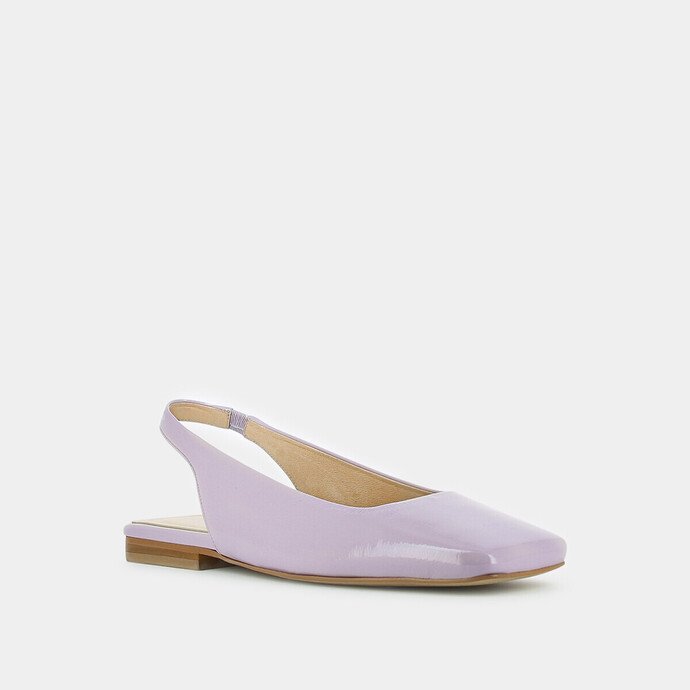 Ballerines Slingback à bouts carrés  en cuir vernis lilas